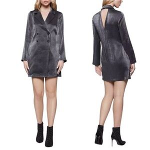 BCBGeneration Tuxedo Dress Double-Breasted Metallic Pewter Size L